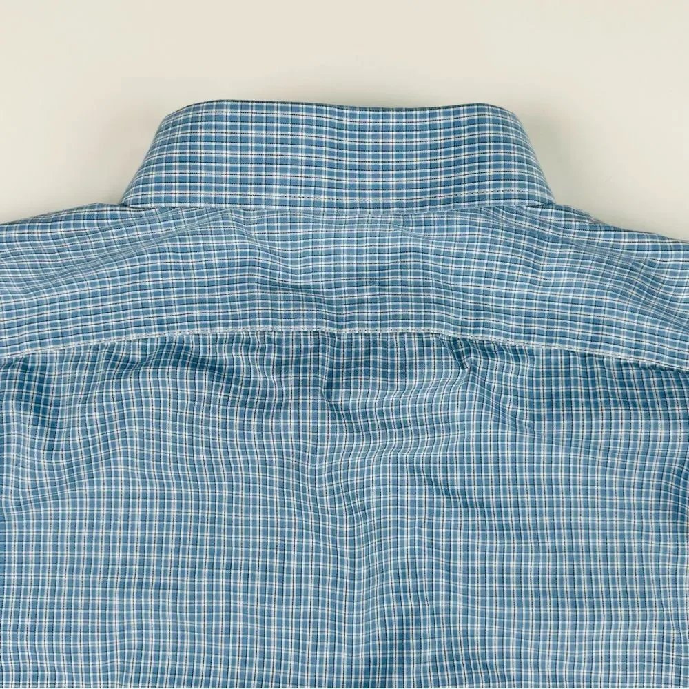 J.Crew Shirt Men's L Slim Fit Blue White Grey Plaid Button Up Long Sleeve Casual